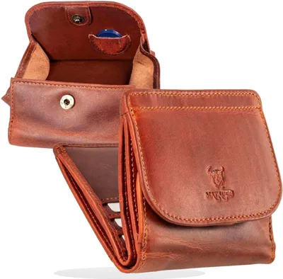 Produktbild von MATADOR WIEN Damen Herren Geldbörse klein Leder RFID Brieftasche Braun