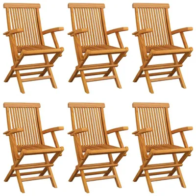 Produktbild von Gartenstühle mit Hellblauen Kissen 6 Stk. Massivholz Teak 3062560
