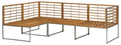 Produktbild von home24 Loungeset - 4-teilig - Webstoff / Teak Massiv