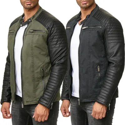 Produktbild von Red Bridge Herren Baumwolle Bikerjacke Kunst- Lederjacke Schwarz 4XL
