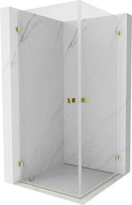 Image de Mexen Lunar-B Duo cabine de douche pivotante 100 x 100 cm, transparente, or - 832-100L-100P-50-00