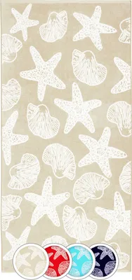 Produktbild von Strandlaken, 100% Baumwolle, 90x180 cm, beige mit Meerestieren
