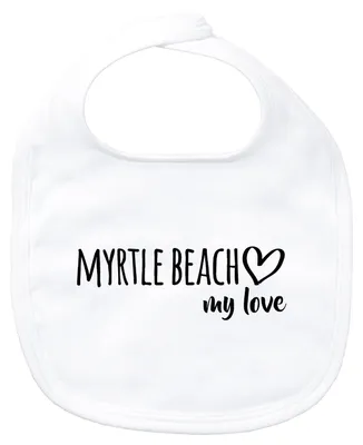 Produktbild von Huuraa Baby Lätzchen Myrtle Beach my love White Klettverschluss Baumwolle Latz Geschenkidee