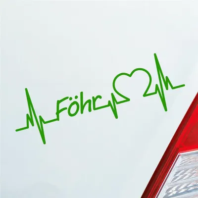 Produktbild von Auto Aufkleber Föhr Herz Puls Insel Island Nordsee Liebe Love 19x7 cm Hellgrün Sticker Heckscheibenaufkleber