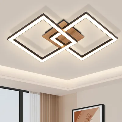 Image de ZMH LED Plafonnier Bois 3000K Blanc Chaud Design Moderne 24W Petit Coin Lampe de Couloir Lampe de Salon pour Cuisine Chambre à coucher Salle à manger