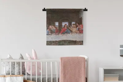 Produktbild von MuchoWow® Wandteppich Wandbehang Das letzte Abendmahl - Leonardo da Vinci 60x60 cm Tapisserie Dekoration Wandtuch - Dekorationen - Wand Decke