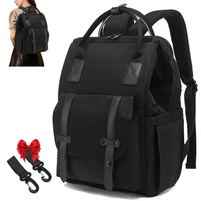 Produktbild von OKWISH Wickeltasche Rucksack - Wickelrucksack -Babytaschen und mobiler Wickelauflage - Schnullerhalter und Kinderwagengurte Schwarz