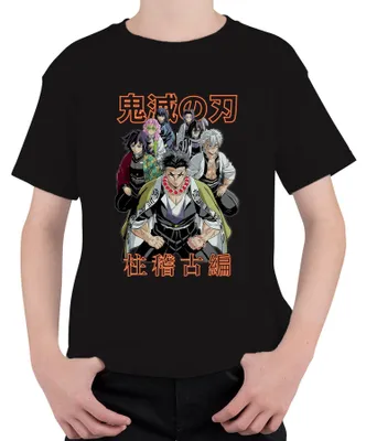 Zdjęcie produktu dla Kimetsu no Yaiba Hashira Demon Hunter Anime Gift Japan Y2K Streetwear Uni Koszulka dziecięca, Czarny, 152
