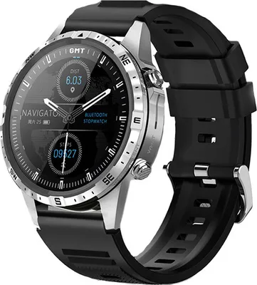 A close-up view of a smartwatch with a black band and silver casing, displaying various metrics on its screen.