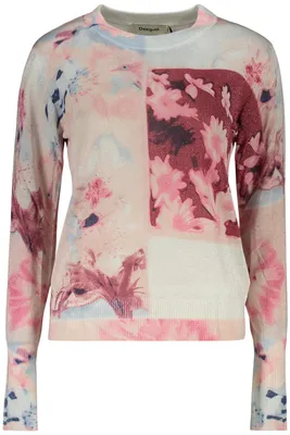 Produktbild von Stilvolles Damen-Langarmshirt in Rosa mit Fantasiemuster und Rundhals