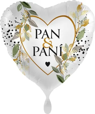 Obrázek produktu pro Párty balón foliový - srdce - Pan a Paní - svatba - 43 cm
