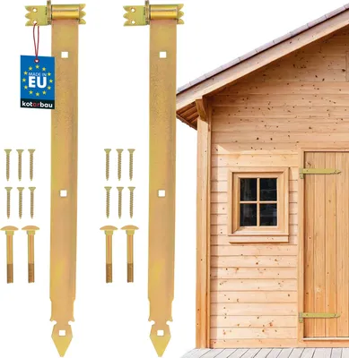 Immagine prodotto di KOTARBAU® Set di 2 cerniere per persiane Oro 600 mm cerniere a croce Cerniera per porta in acciaio zincato Cerniera per porta in legno Cerniera per persiana in legno Cerniere per porte pesanti Cerniera ad angolo Cerniere per porte Cerniera per persiana con morsetti Set