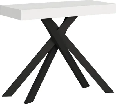 Image de ITYHOME - Console extensible 90x40/300 cm Krack frêne blanc pieds anthracite