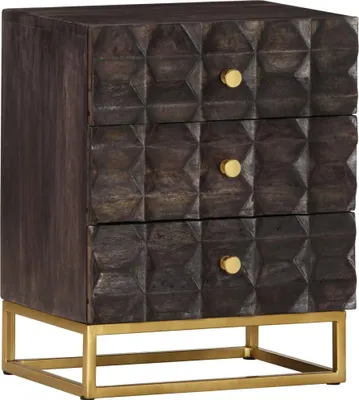 Image de Table de chevet Noir 40x30x50 cm Bois de manguier massif
