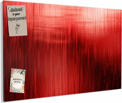 Produktbild von Magnettafel 90 x 60 cm „Vertikale Linien in Rot“ – Magnetwand aus Metall, beschreibbar mit Whiteboard-Marker – Memoboard für Küche & Büro