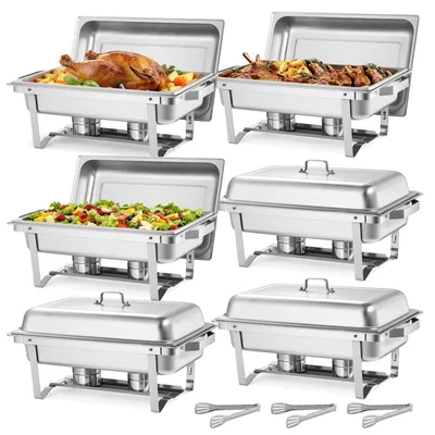 Chafing-Dish-Set 6er-Pack, 9 Qt, Edelstahl, Buffet