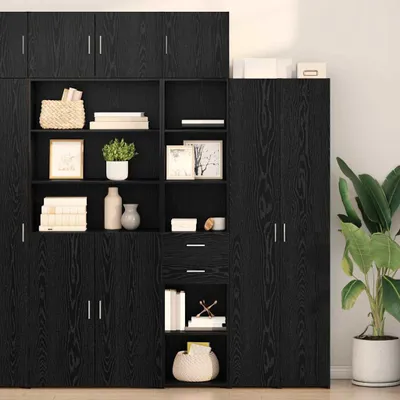 Produktbild von vidaXL Highboard Schwarz Eichen-Optik 40 x 42,5 x 185 cm Holzwerkstoff