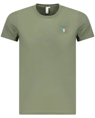 Image de T-shirt vert à manches courtes pour hommes, col rond, avec logo imprimé