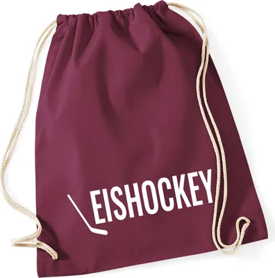 Produktbild von Huuraa Turnbeutel Eishockey Hockey 12 Liter Burgundy Baumwolle Rucksack Geschenkidee