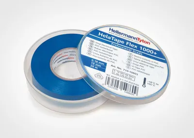 Imagen del producto de Cinta aislante HELLERMANNTYTON, modelo 710-10603, HTAPE-FLEX1000+, color azul, 19 mm x 20 m, caja