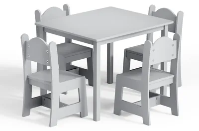 Produktbild von FCH Kindersitzgruppe 5tlg. Kindertisch mit 4 Stš¹hlen, 50x50x51cm,Grau