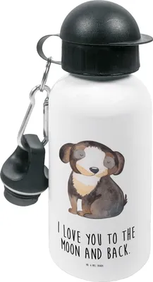 Produktbild von Mr. & Mrs. Panda Trinkflasche Hund Entspannen - Weiß - Geschenk, Liebe, schulflasche, Wasserflasche, Hundeliebe, Verliebt, Sprüche, Kita, Getränkeflasche, Kinder