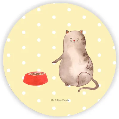Produktbild von Mr. & Mrs. Panda magnet Katze Fressen - Gelb Pastell - Geschenk, Kühlschrankmagnet, zettelhalter, pinnwand, für kühlschrank, haftmagnet