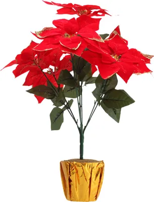 Produktbild von 7-teiliger künstlicher Weihnachtsstern, Topf mit Kunstblumen, für festliche Tischdekoration