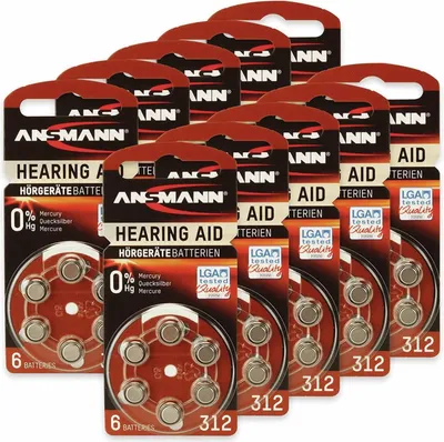 Produktbild von ANSMANN Hörgeräte-Batterie, HEARING AID, PR41, Größe 312, 60 Stück