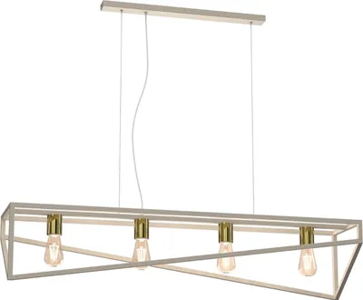 Zdjęcie produktu dla Lampa wisząca industrialna kremowa listwa ze złotymi elementami Gote 4xE27 15W Luminex