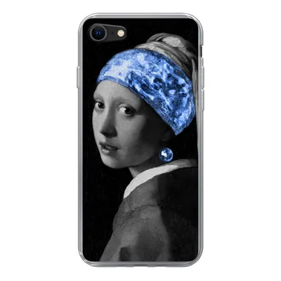 Produktbild von MuchoWow® Handyhülle Schutzhülle Hülle für iPhone SE 2022 Mädchen mit einem Perlenohrring - Vermeer - Blau Silikon Softcase Handy Hülle - Schutzhülle