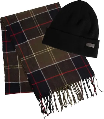 Produktbild von Barbour Swinton Beanie & Schal Geschenkset, Braun One Size