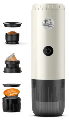 Productafbeelding van Draagbare espressomachine, 3-in-1 voor capsules en koffiepoeder met verwarmingsfunctie, wit