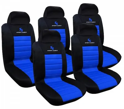 Produktbild von 5-teilige universelle Autositzbezüge für Einzelsitze | Schwarz-blau