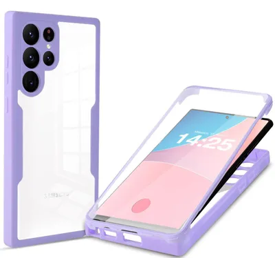 Produktbild von 360 Grad Rundum Schutz Handyhülle für Samsung Galaxy S23 Ultra Full Cover Vollschutz Case Farbe: Violett