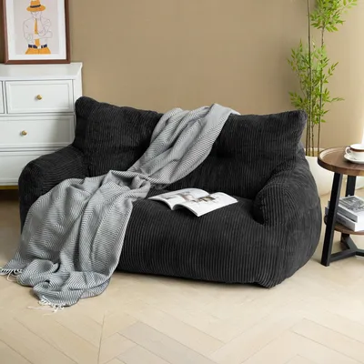 Produktbild von Ergonomischer Sitzsack mit Griff, Doppellounge-Stuhl, Schwarz