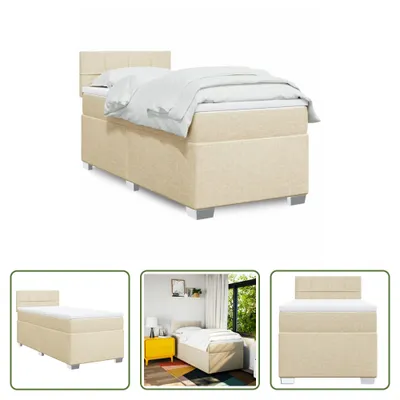 Produktbild von The Living Store Boxspringbett mit Matratze Creme 100x200 cm Stoff