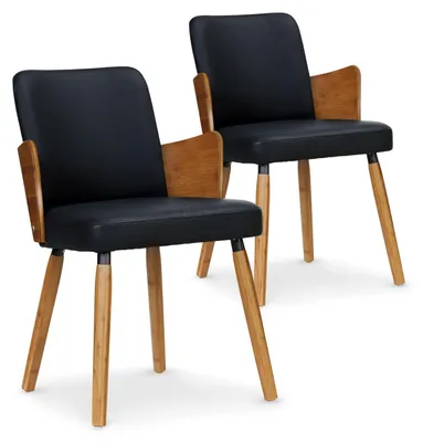 Image de MENZZO Lot de 2 chaises scandinaves Phibie bois naturel et Noir