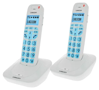 Produktbild von Logicom, Schnurloses DECT-Duo-Festnetztelefon mit großen Tasten & Freisprechen, Weiß
