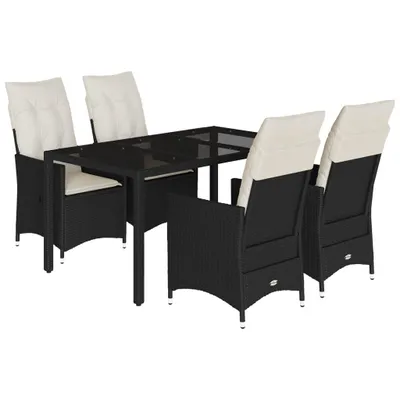 Produktbild von vidaXL 5-tlg. Garten-Essgruppe mit Kissen Schwarz Poly Rattan