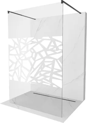 Produktbild von Mexen Kioto freistehende Duschwand 130 x 200 cm, Transparent/Weißes Design 8 mm, Schwarz - 800-130-002-70-85