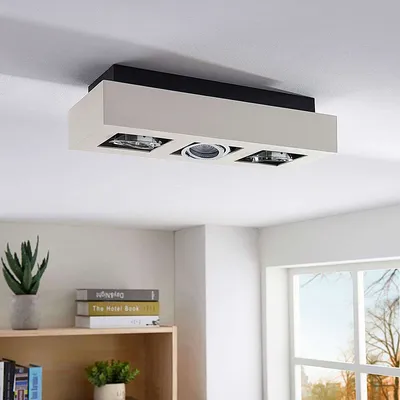 Produktbild von Lindby Modern Moderner Deckenfleck weiß inkl. GU10 3-flammig Spotbalken-Lichter - Vince / Innenbeleuchtung / Wohnzimmerlampe / Schlafzimmer / Küche Aluminium Rechteckig LED geeignet GU10 Max. 3 x 5 Watt