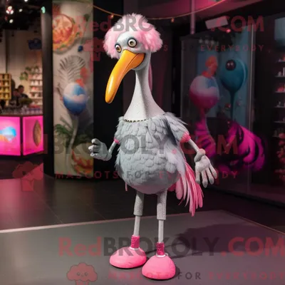 Produktbild von Maskottchenkostüm REDBROKOLY Silber Flamingo mit Jeggings und Schlüsselanhängern