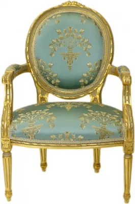 Image de Casa Padrino Chaise de salon baroque à médaillon motif turquoise / modèle or Versailles - Meubles Antiquités