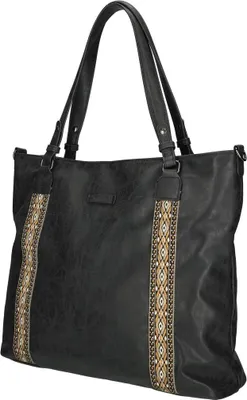 Produktbild von XL großer Damen Shopper Umhängetasche Tasche Leder Optik Schultertasche Büro Arbeit Schwarz