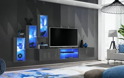 Immagine prodotto di Set 4 pezzi parete attrezzata credenza di design porta TV mobili in legno