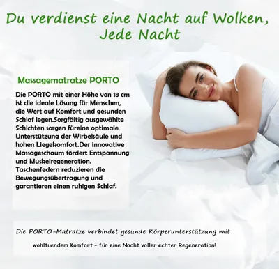 Produktbild von Matratze 140x200 PRESTIGE LUX Taschenfederkern, ergonomisch, massierend, sehr bequem
