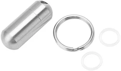 Immagine prodotto di Contenitore medico - Portatile - Portachapsule/portachiavi - Acciaio inossidabile - Impermeabile - Leggero - Lunghezza totale: 46 mm