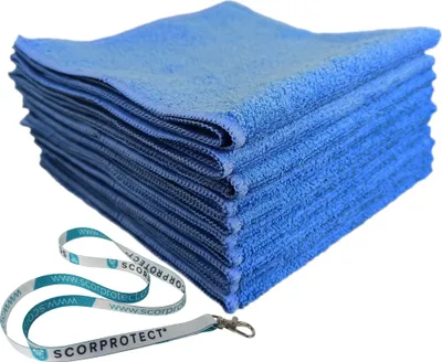 Produktbild von Scorprotect 10x Mikrofasertuch 40x40 cm 300 GSM Blau + Schlüsselband