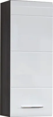 Image de LineBad Armoire de toilette, 1 porte, argent fumé, blanc brillant.